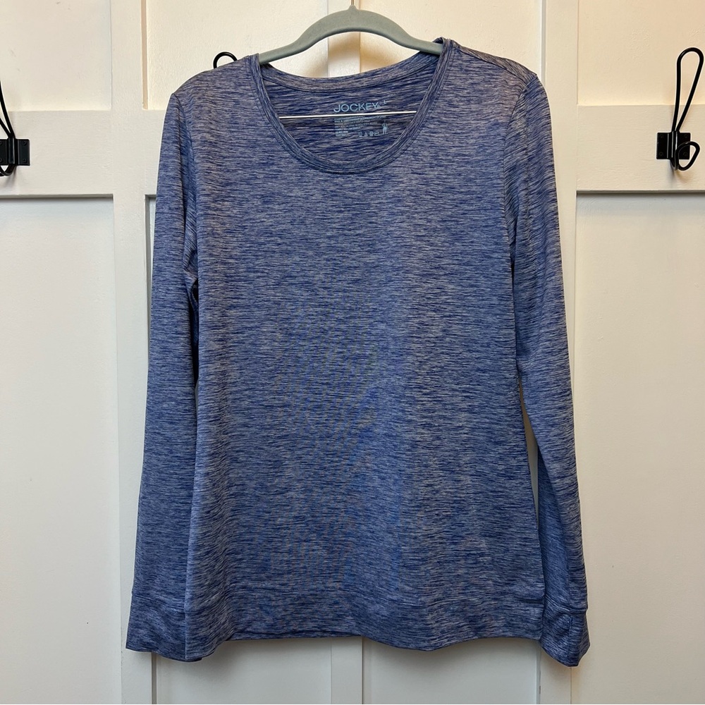 Jockey Womens Size Large Long Sleeve Stretch Shirt Top Thumb Holes Athleisure